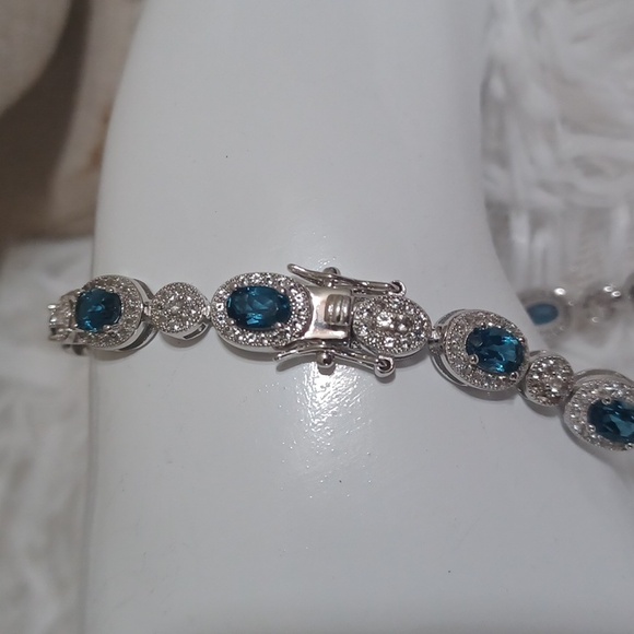 Colleen Lopez London Blue Topaz and White Zircon Bracelet NEW - Picture 5 of 11